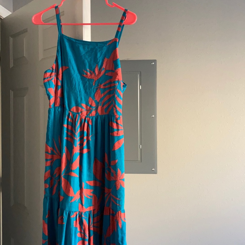 Tropical Print Floor Length Dress